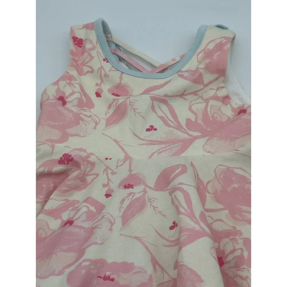 SweetHoney Floral Dress 2T Pink Cream Ruffle Twirl Cotton Stretch Toddler